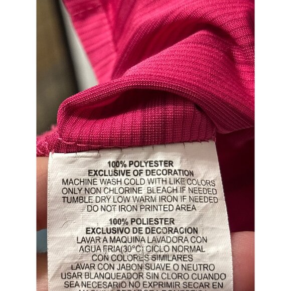 PGA Tour Pink Striped Golf Polo Shirt Mens Size L Polyester - Picture 4 of 5